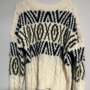 New in brand, XO sweater, green cream and blue size small